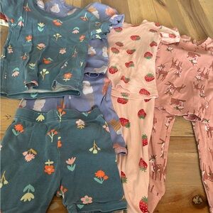 Floral and Strawberry Kids Pajama Sets